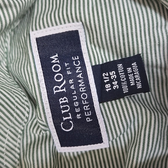 3 Club Room Regular Fit Blue Red Green Striped Button Up Shirts Size 18 34/35 - Picture 2 of 6